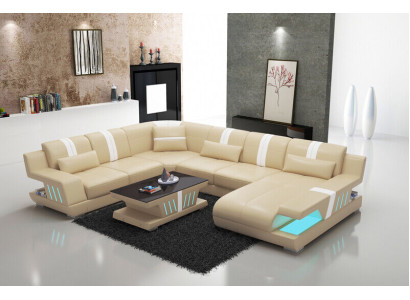 Divano a L in pelle Divano Divano d'angolo Set da soggiorno Design Moderno