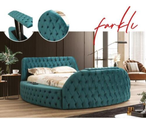 Letto multifunzionale con mensola USB doppia stazione di ricarica tessile Letti 180x200