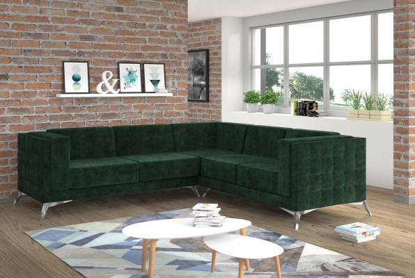 Divano a L Chesterfield Sofà Composizione zona giorno Set di design classico