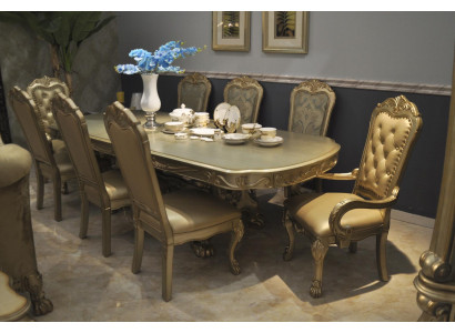 Tavolo da pranzo reale con 6 sedie Set completo sala da pranzo decorativa 7 pezzi.