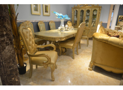 Tavolo da pranzo reale con 6 sedie Set completo sala da pranzo decorativa 7 pezzi.