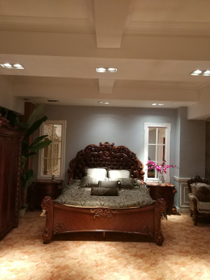 Letto classico in stile Barocco Rococò Chesterfield doppio in pelle per hotel antico