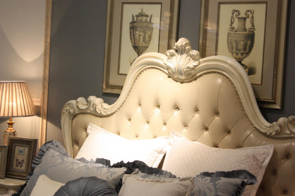 Letto design doppio di lusso per camera da letto, letto in pelle da 180x200 cm per hotel.