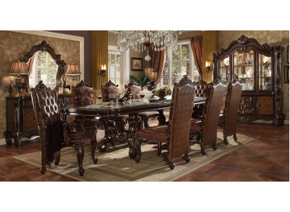 Set completo classico Tavolo da pranzo + x6 sedie Chesterfield Set da pranzo
