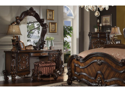 Tavolino trucco Specchio Sgabello console di lusso Comò di camera stile barocco