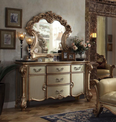 Buffet Vassoio Cassettone Specchio Vera lavorazione del legno Classico Barocco Rococò