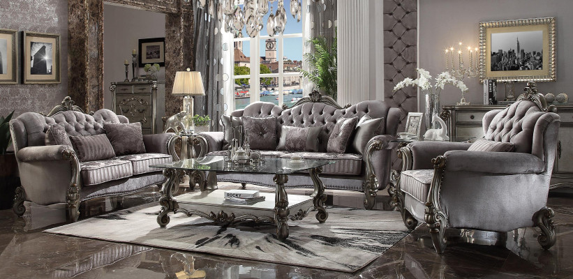 Set di divani Chesterfield divano gruppo imbottito classico 3+2+1 posti in legno sofa