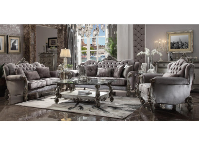 Set di divani Chesterfield divano gruppo imbottito classico 3+2+1 posti in legno sofa