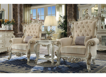 Trono Poltrona Reale Imbottita 1 Posto Stile Antico Sedie Beige Legno Barocco