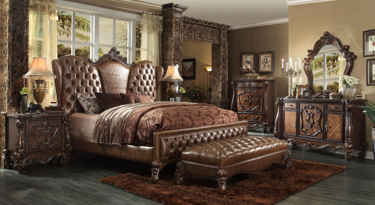Set completo per la camera da letto con design, 6 pezzi. Letto e comodino inclusi nella decorazione della camera da letto.