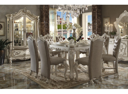 Set da pranzo grigio con vetrina, tavolo, set da 8 sedie, gruppo tavolo, 10 pezzi.