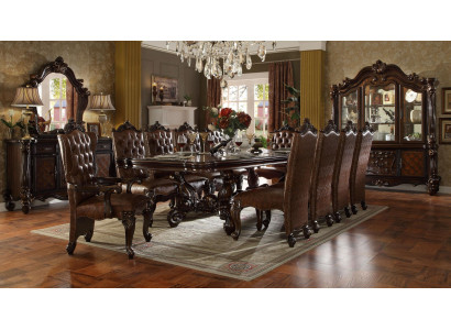 Completo gruppo di sala da pranzo per la colazione con 10 sedie Chesterfield e tavolo
