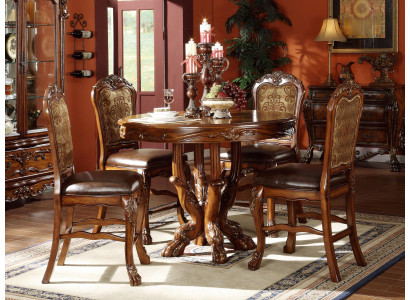 Tavoli da pranzo rotondi in legno di design per sala da pranzo e cucina marrone.