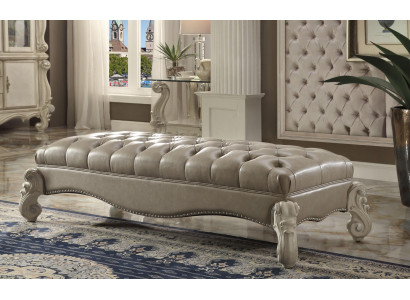 Sgabello Tavolino Poltrona poggiapiedi Chesterfield in pelle Pouf Barocco Rococò