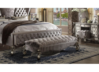 Sgabello di design in pelle tessuto di lusso Chesterfield Poggiapiedi Pouf Chesterfield.