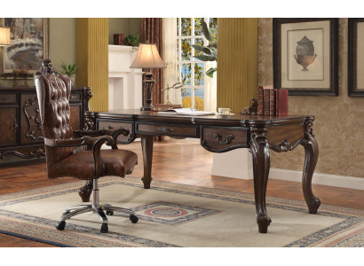 Sedia da ufficio sedia poltrona classica sedia da scrivania in pelle e legno stile barocco.