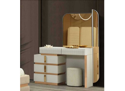 Tavolo per il trucco beige moderno con specchio Altezza 180 cm lussuoso Mobili nuovi.