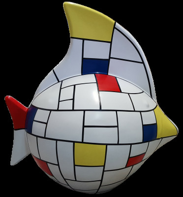 Scultura Design astratto Statua Figure colorate Dipinte a mano Decorazione Pesce Nuovo