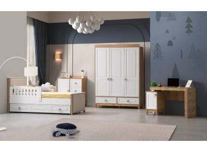 Set camera da letto moderna per bambini Letto Armadio Comò Scrivania Luminosa