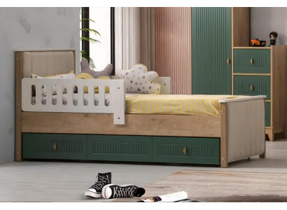 Elegante lettino per bambini 200 cm Letto per ragazzi in legno Camera da letto per bambini in stoffa Moderno