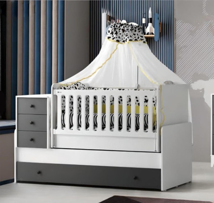 Letto per bambini moderno Letto in legno Letto funzionale Letto estraibile 200 Legno Bianco