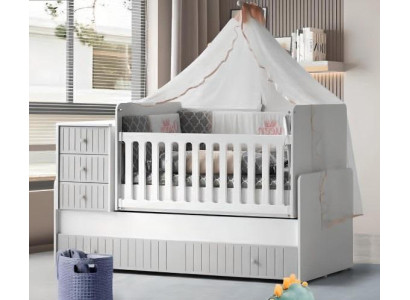 Elegante e accogliente lettino per bambini per un sonno riposante, grigio di lusso