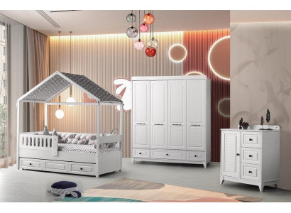 Camera da letto per ragazzi completa di lusso Modern set per bambini 3 pezzi colore bianco nuovo