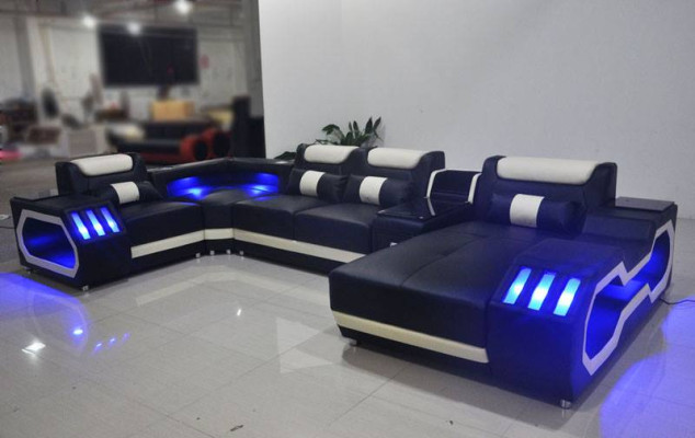 Soggiorno Divano Designer Divano Illuminato Stazione USB Divano ad angolo