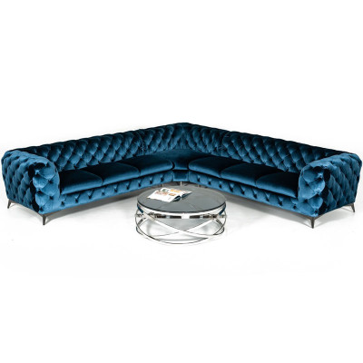 Velluto angolo divano Chesterfield di lusso angolo divani imbottiti divano divani.