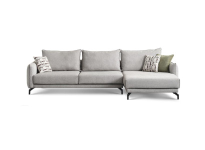 Divano a L angolare Moderno in Tessuto Grigio.