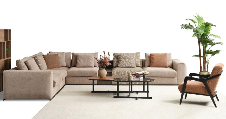 Divano angolare a L grande divano componibile beige moderno divano imbottito