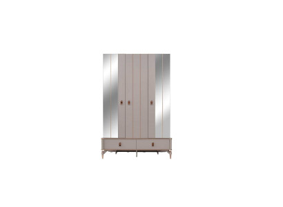 Armadio lussuoso per bambini in legno, beige con specchio