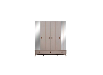 Armadio per bambini in legno beige con specchio