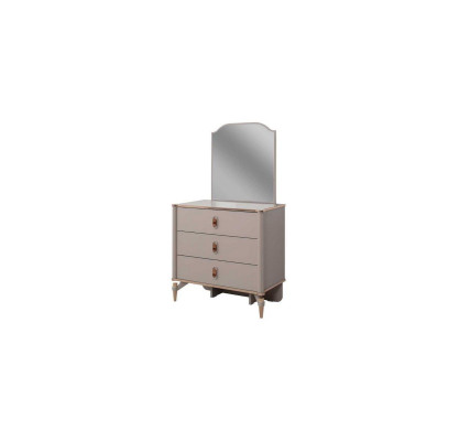 Comodino con specchio in legno per camera da bambini beige set di consolle