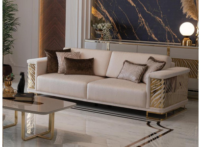 Divano elegante 4 posti nuovo design moderno colore beige con cuscini