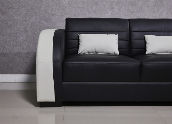 Set di divani d'angolo a forma di L. Nuovo divano design / divano angolare + pouf imbottito.