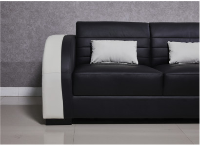 Set di divani d'angolo a forma di L. Nuovo divano design / divano angolare + pouf imbottito.