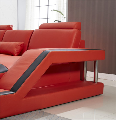Design divano divano di lusso in pelle divano posto angolo set imbottito angolo divano rosso