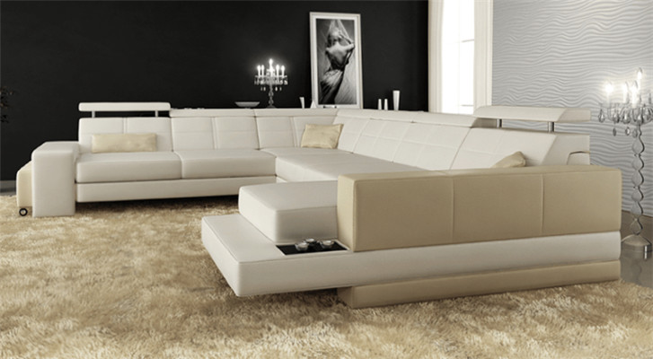 Design divano Divani di lusso Divano in pelle Posto mobile angolare Italiano Imbottitura angolo Divano bianco