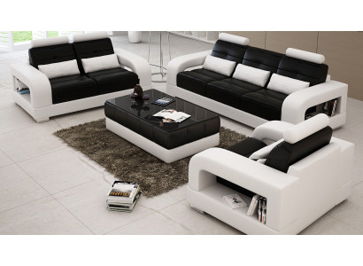 Divano in pelle Set di divani Seduta Cuscino Divano Divano Set 3+2+1 Pelle Tessuto