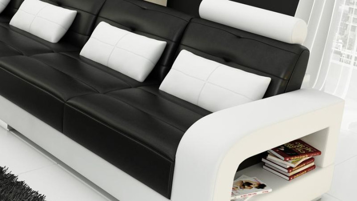 Divano ad angolo in pelle + tavolino da salotto Divano d'angolo Divano Set poltrona Salotto Angolo