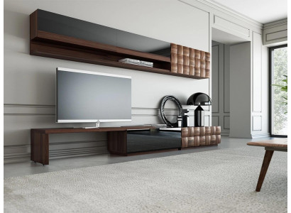 Mobili per soggiorno completi, parete attrezzata, mobile TV, armadio a muro, 2 mensole da parete design.