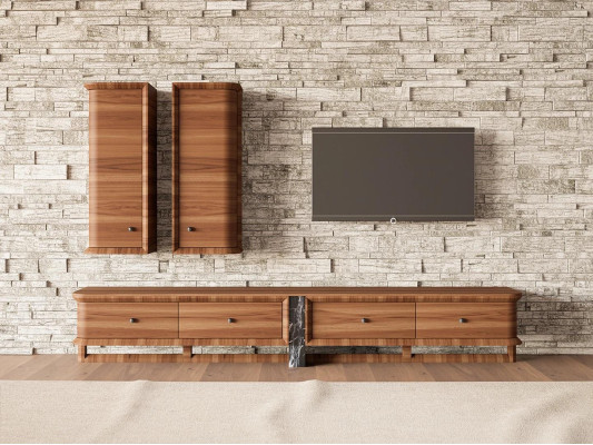 Completa parete soggiorno salotto mobile porta TV 2 armadi sospesi mobili in legno