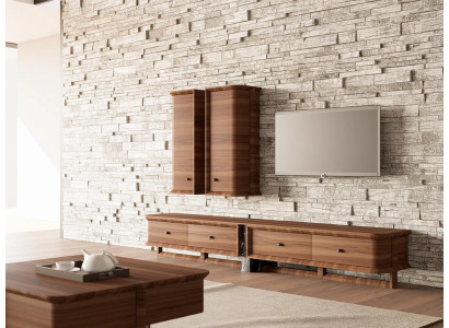 Completa parete soggiorno salotto mobile porta TV 2 armadi sospesi mobili in legno