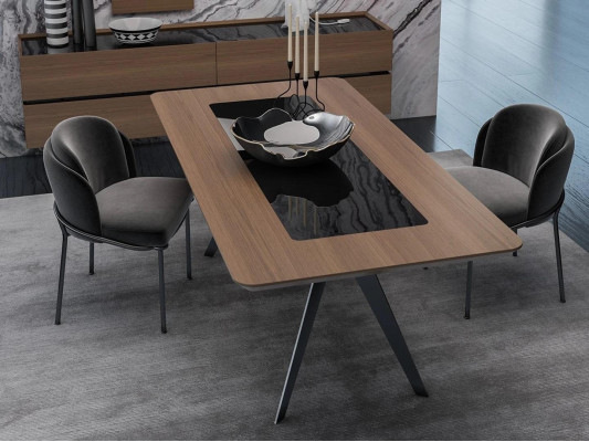 Set da sala da pranzo di lusso Tavolo da pranzo 4x sedie Sedia Tessuto Set da pranzo Nuovo