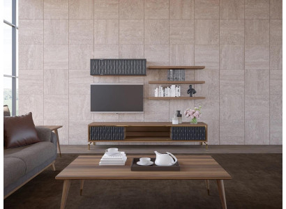 Completamente parete attrezzata armadietto in legno mobili moderni set 5 pezzi 3x mensole da parete nuove.