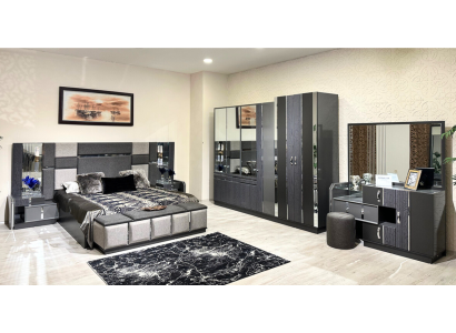 Camera da letto di lusso Letto matrimoniale 2x Comodini Completamente arredato in stile moderno