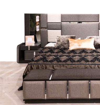 Camera da letto di lusso Letto matrimoniale 2x Comodini Completamente arredato in stile moderno