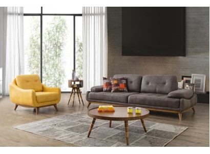 Set di design per il soggiorno elegante, divano a tre posti e poltrona moderna 2 pezzi