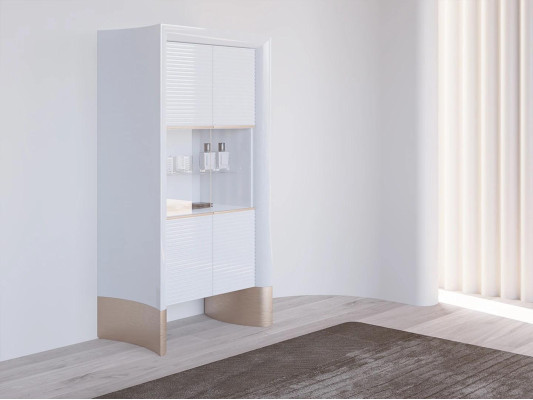 Design sala da pranzo completa 7 pezzi tavolo da pranzo moderno credenza mobile in legno nuovo vetrina